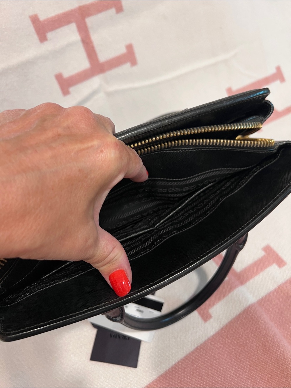 PRADA⭐️Gold Kiss lock and Key attached!Black Saffiano Satchel! Offers welcome! - Picture 12 of 16